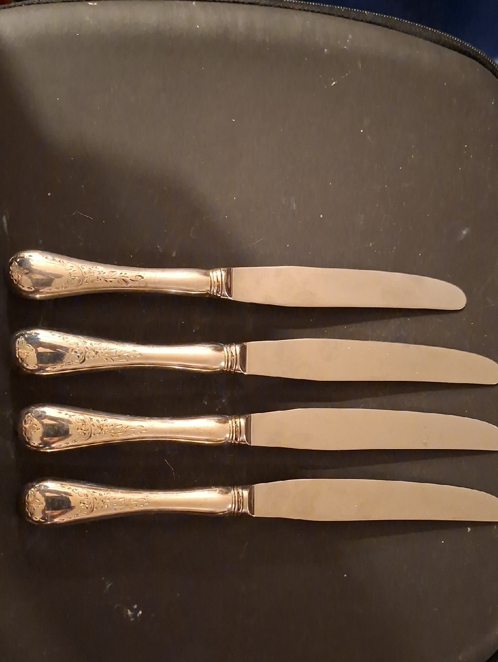 3 Vintage Birks Regency Plate Dinner Knives + 1 Birks Regency Luncheon Knife